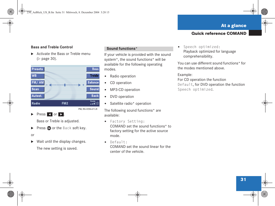 31 at a glance | Mercedes-Benz SL-Class 2006 COMAND Manual User Manual | Page 33 / 226