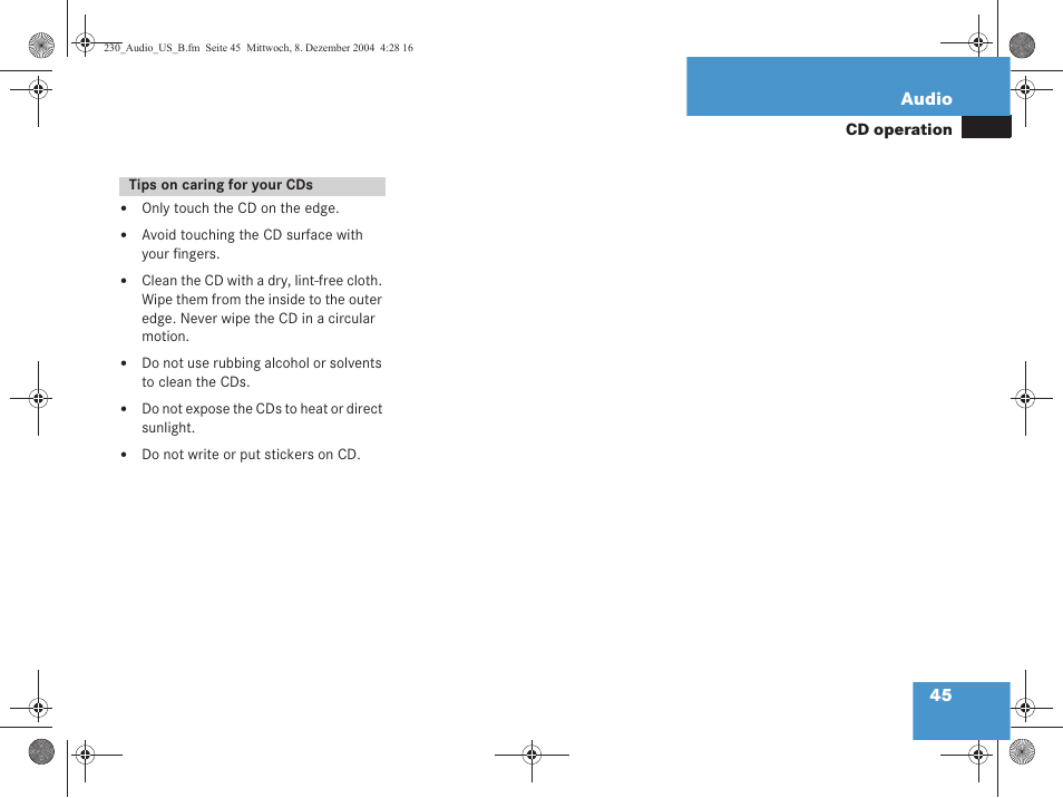 45 audio | Mercedes-Benz SL-Class 2006 COMAND Manual User Manual | Page 47 / 226