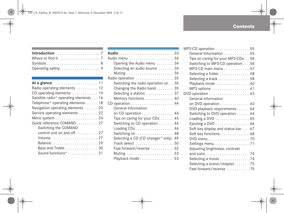 Mercedes-Benz SL-Class 2006 COMAND Manual User Manual | Page 5 / 226