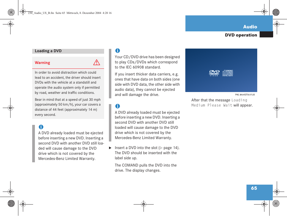 Mercedes-Benz SL-Class 2006 COMAND Manual User Manual | Page 67 / 226