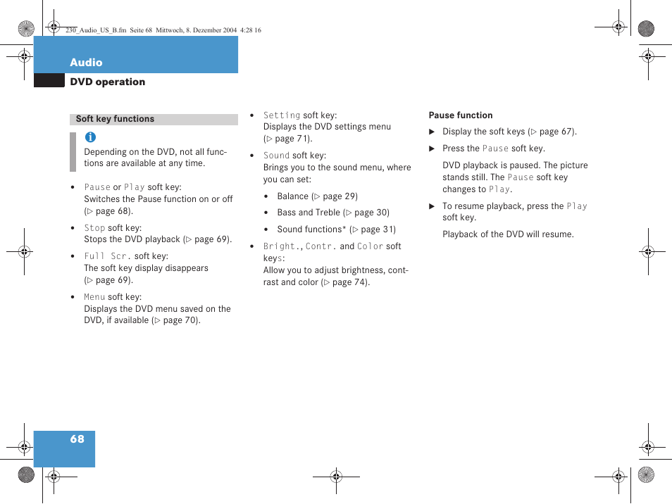 68 audio | Mercedes-Benz SL-Class 2006 COMAND Manual User Manual | Page 70 / 226