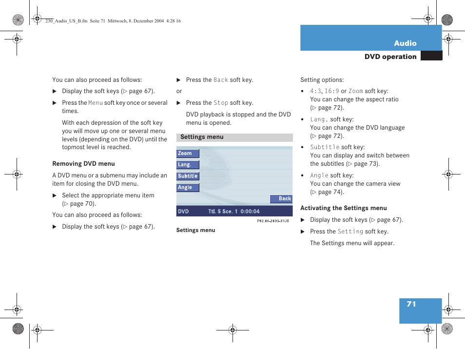 71 audio | Mercedes-Benz SL-Class 2006 COMAND Manual User Manual | Page 73 / 226