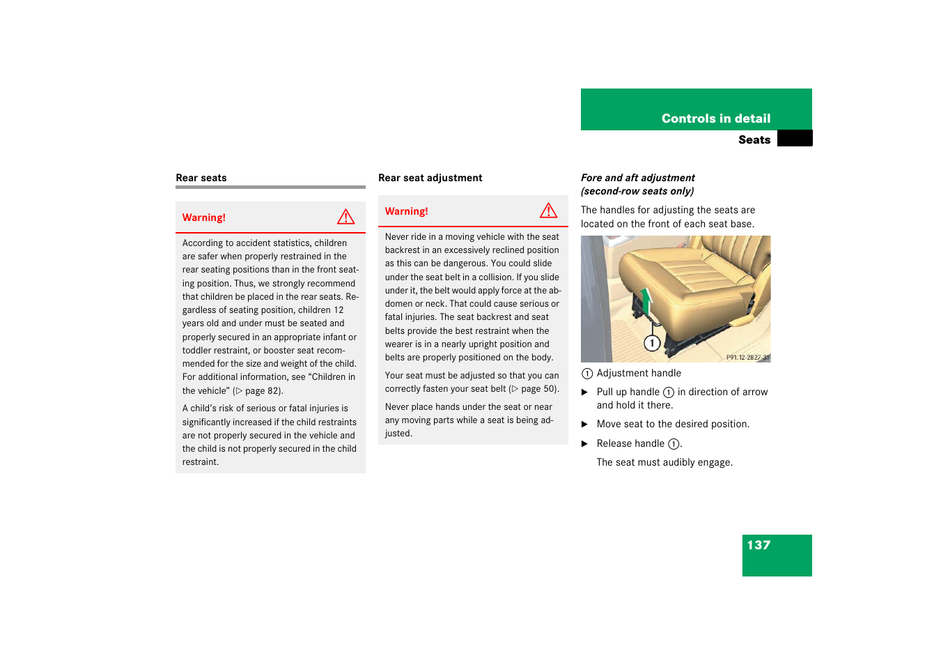 Rear seats | Mercedes-Benz R-Class 2006 Owners Manual User Manual | Page 138 / 561