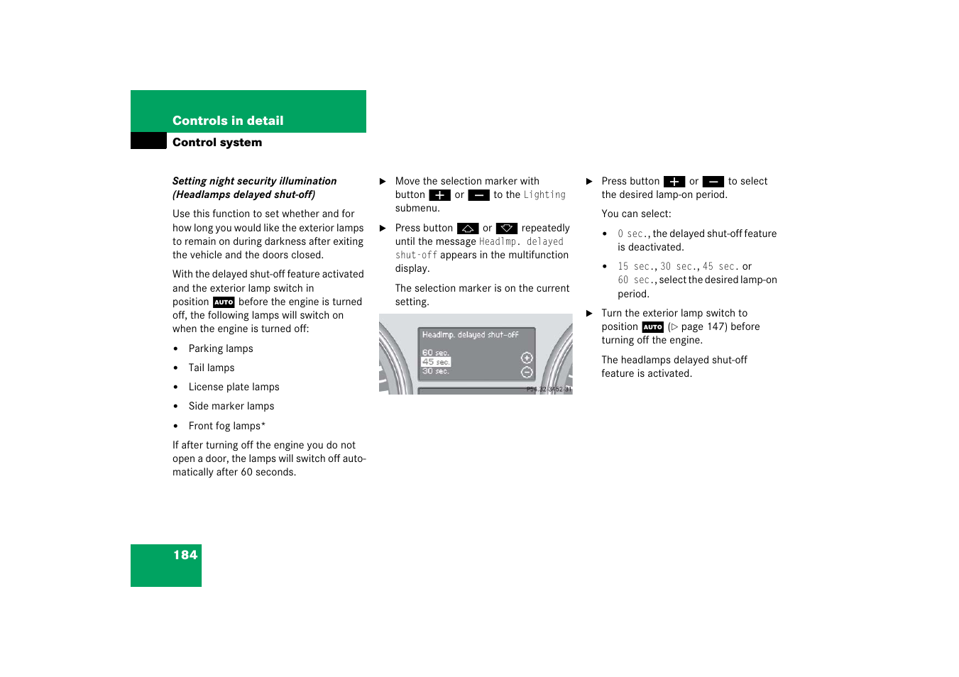 Ty illumination | Mercedes-Benz R-Class 2006 Owners Manual User Manual | Page 185 / 561