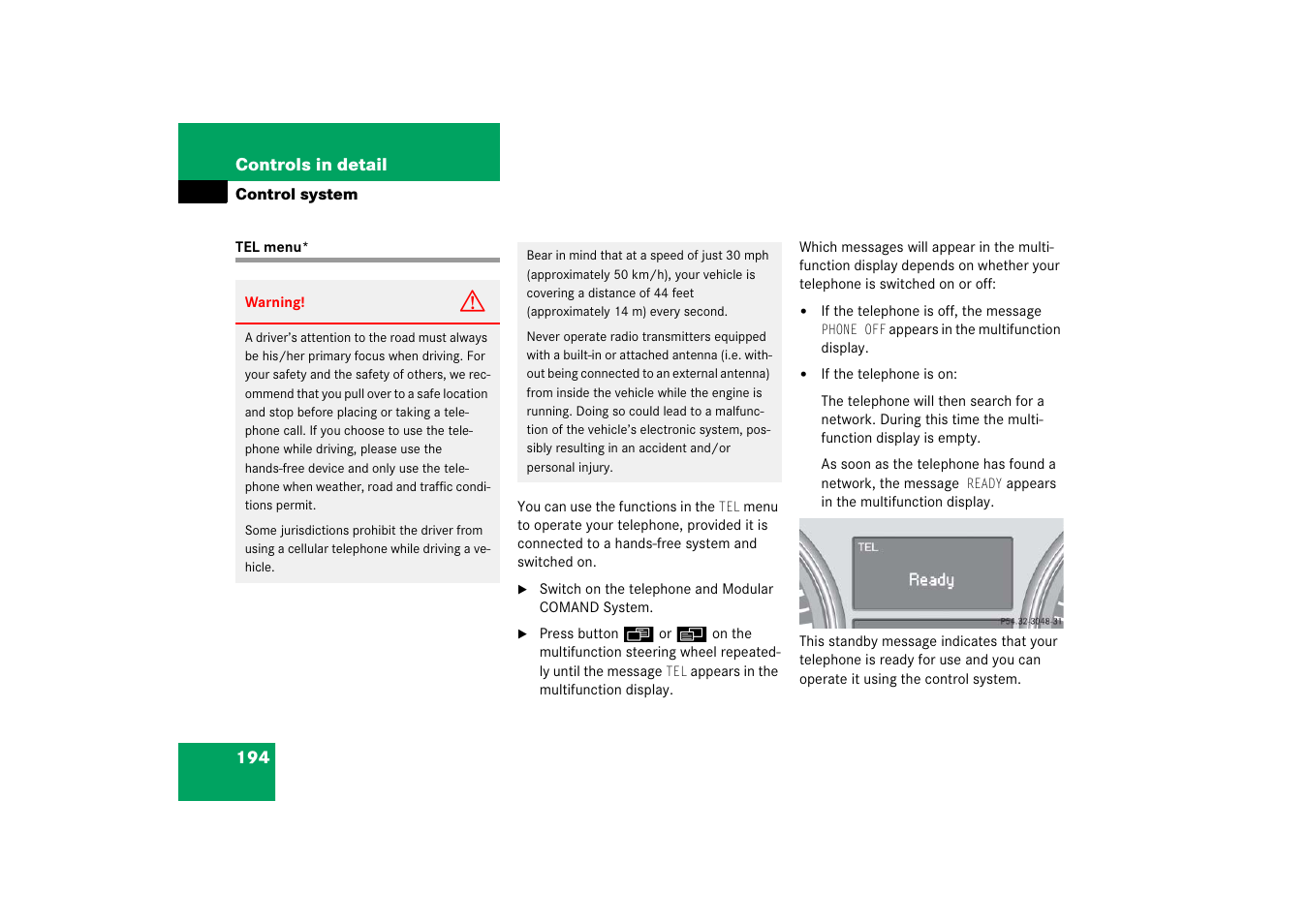 Menus:tel, Tel menu | Mercedes-Benz R-Class 2006 Owners Manual User Manual | Page 195 / 561