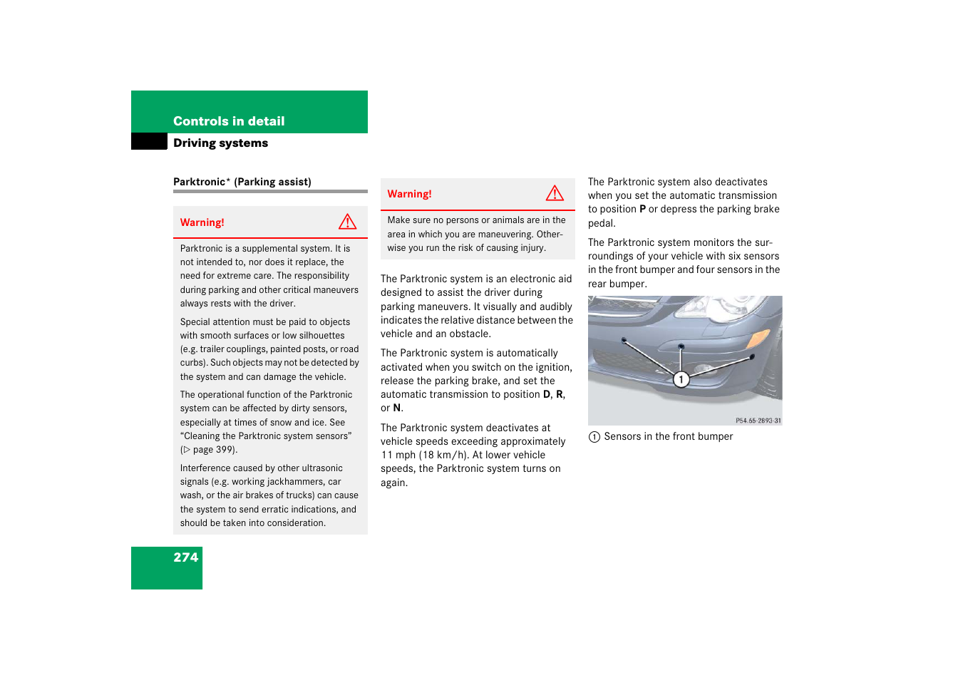 Parktronic, Parktronic* (parking assist) | Mercedes-Benz R-Class 2006 Owners Manual User Manual | Page 275 / 561