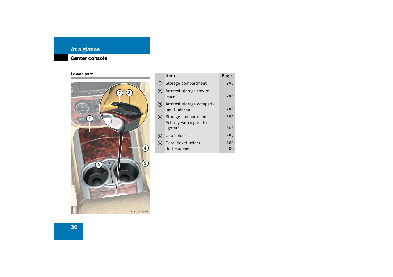 Center console:lower part, Lower part | Mercedes-Benz R-Class 2006 Owners Manual User Manual | Page 31 / 561