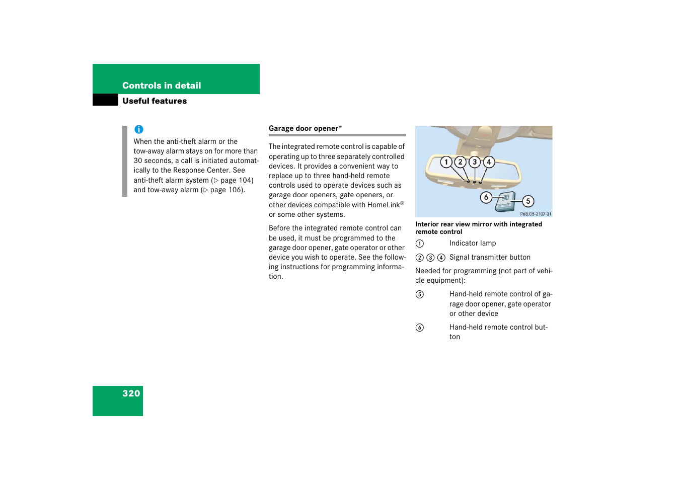 Garage door opener | Mercedes-Benz R-Class 2006 Owners Manual User Manual | Page 321 / 561