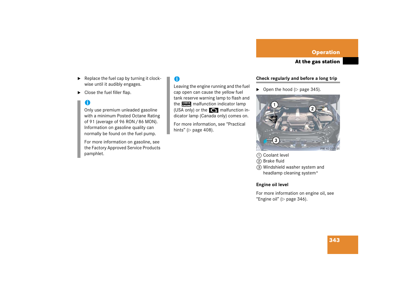 Regular checks, Check regularly and before a long trip | Mercedes-Benz R-Class 2006 Owners Manual User Manual | Page 344 / 561