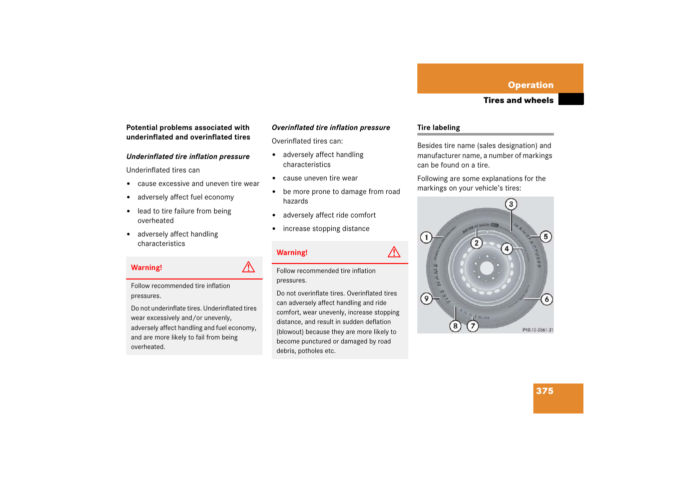 Tire labeling | Mercedes-Benz R-Class 2006 Owners Manual User Manual | Page 376 / 561