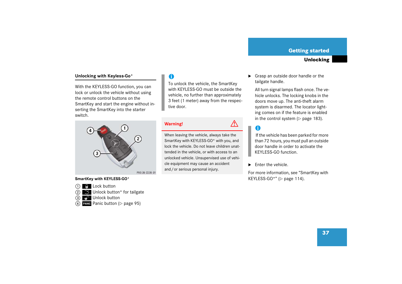 Unlocking with keyless-go | Mercedes-Benz R-Class 2006 Owners Manual User Manual | Page 38 / 561