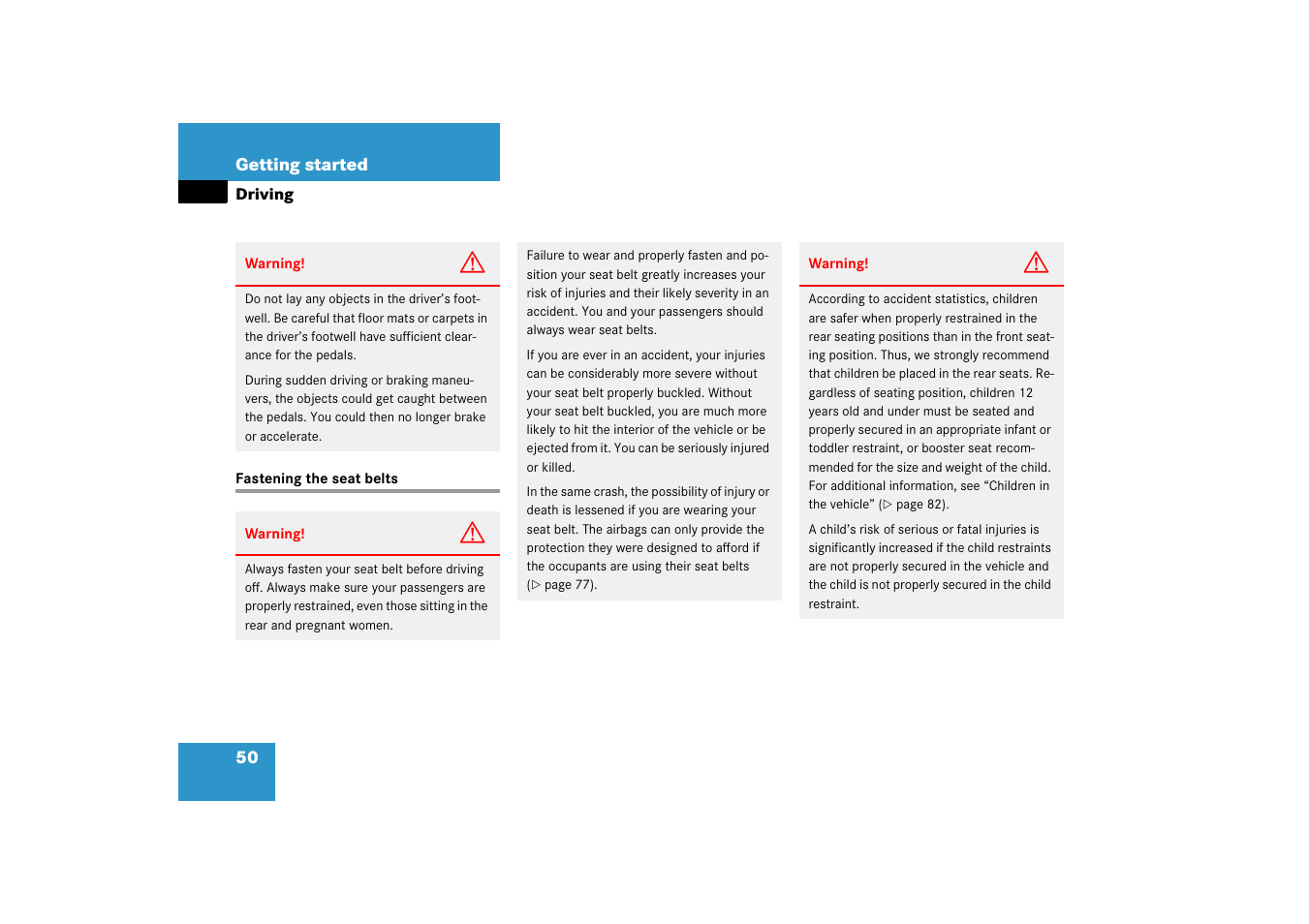 Driving, Seat belts:fastening, Fastening the seat belts | Mercedes-Benz R-Class 2006 Owners Manual User Manual | Page 51 / 561