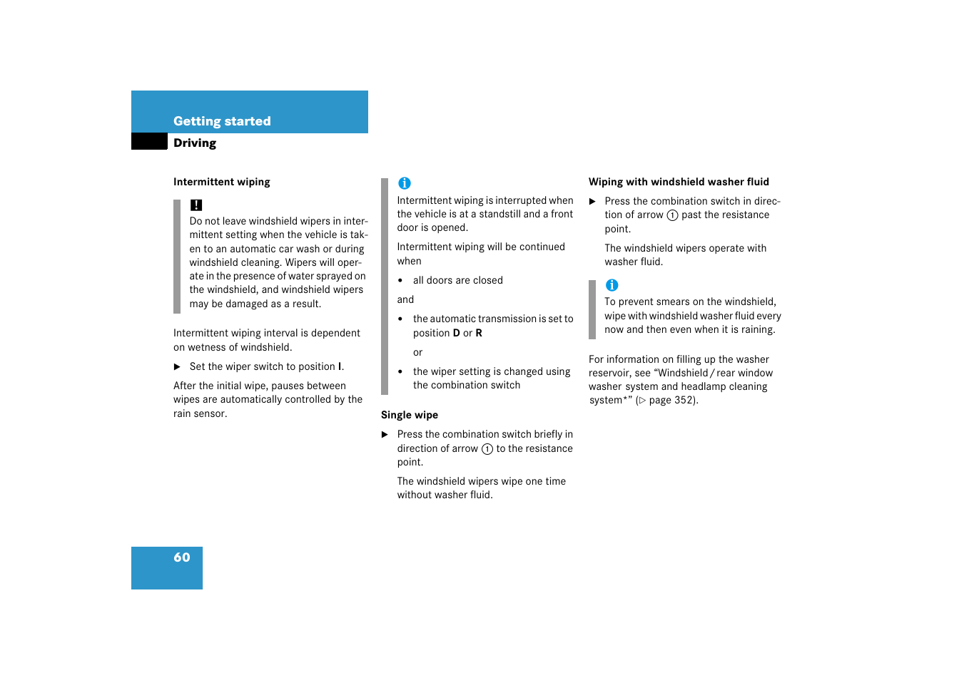 Washer fluid | Mercedes-Benz R-Class 2006 Owners Manual User Manual | Page 61 / 561