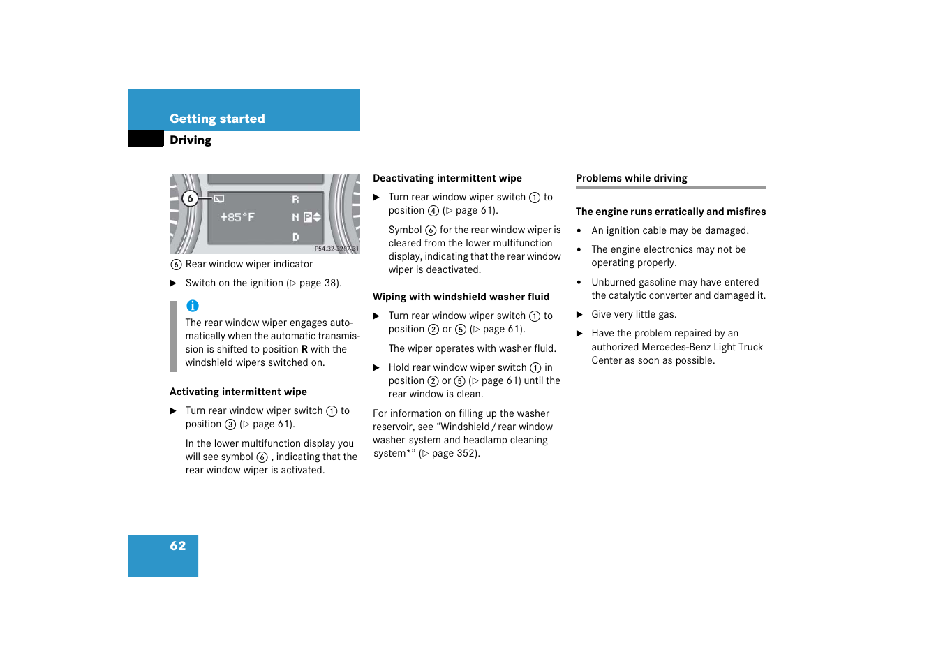Problems:while driving, Problems while driving | Mercedes-Benz R-Class 2006 Owners Manual User Manual | Page 63 / 561