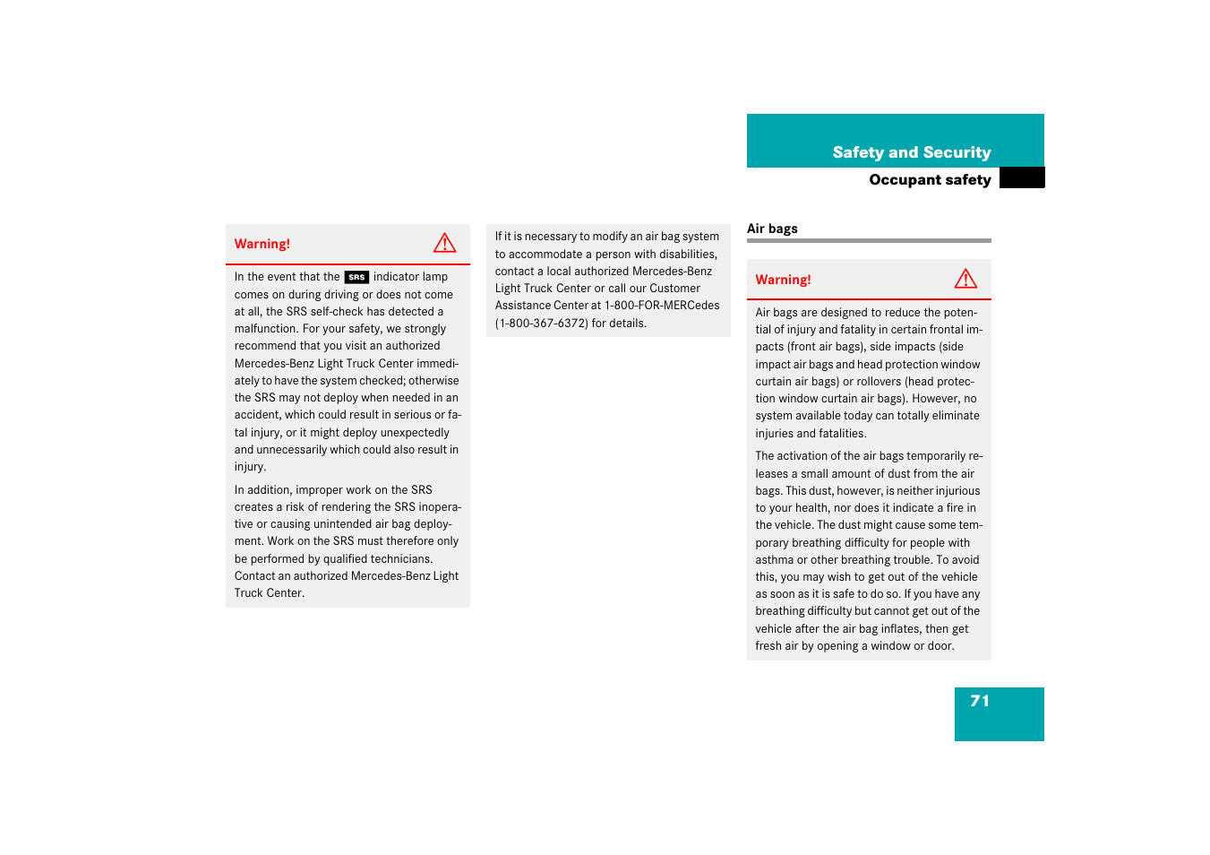 Air bags | Mercedes-Benz R-Class 2006 Owners Manual User Manual | Page 72 / 561