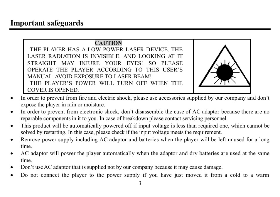 Important safeguards | Hyundai H-CD7012 User Manual | Page 3 / 53