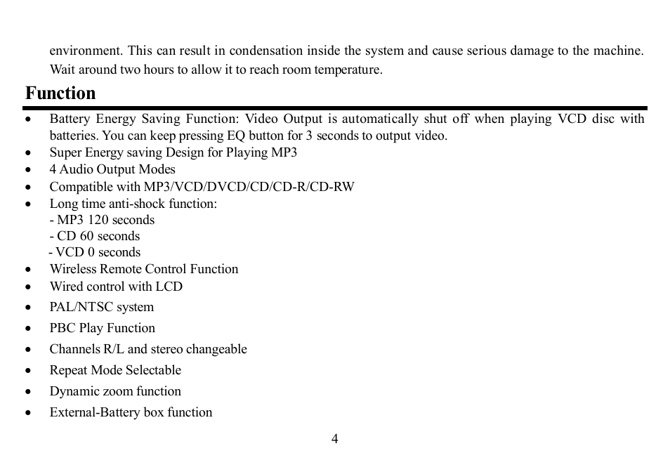 Function | Hyundai H-CD7012 User Manual | Page 4 / 53