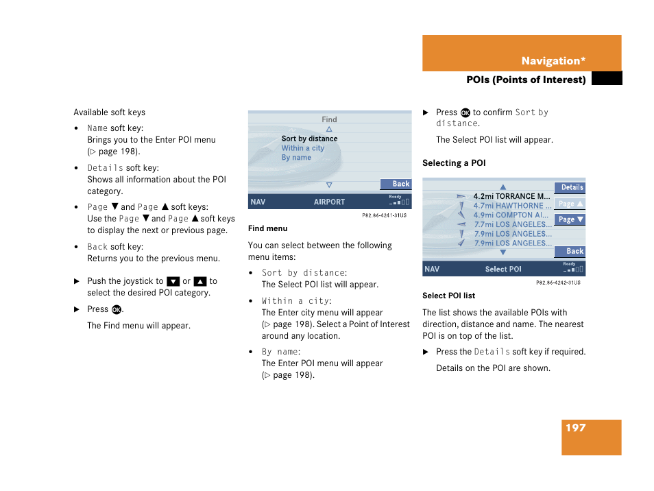 197 navigation | Mercedes-Benz M-Class 2006 COMAND Manual User Manual | Page 199 / 242