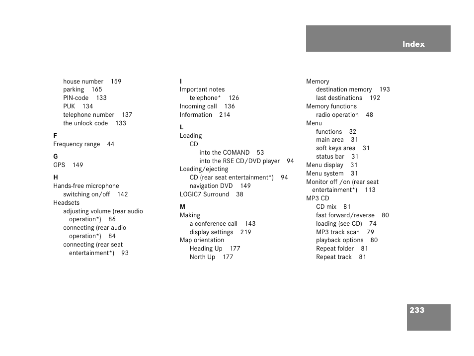 Mercedes-Benz M-Class 2006 COMAND Manual User Manual | Page 235 / 242