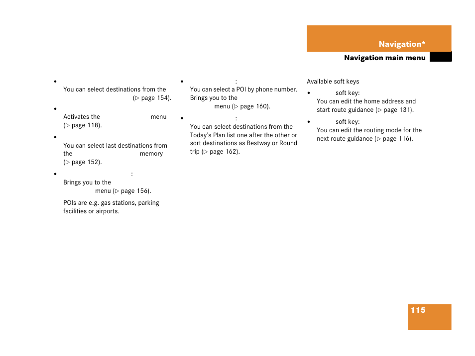 115 navigation | Mercedes-Benz C-Class 2006 COMAND Manual User Manual | Page 117 / 202