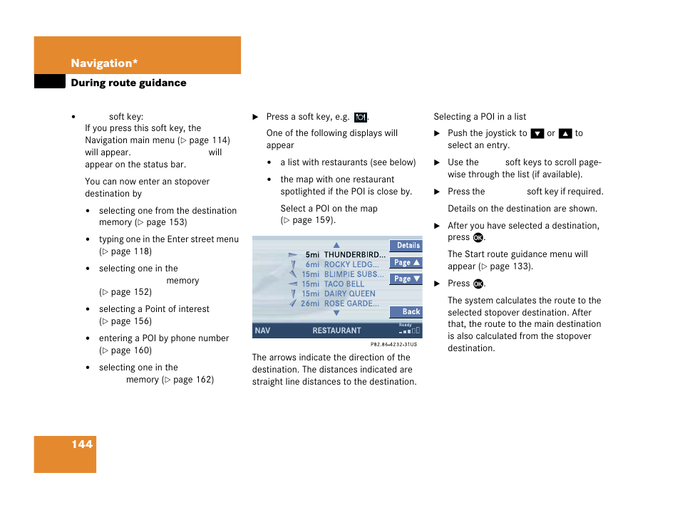 144 navigation | Mercedes-Benz C-Class 2006 COMAND Manual User Manual | Page 146 / 202