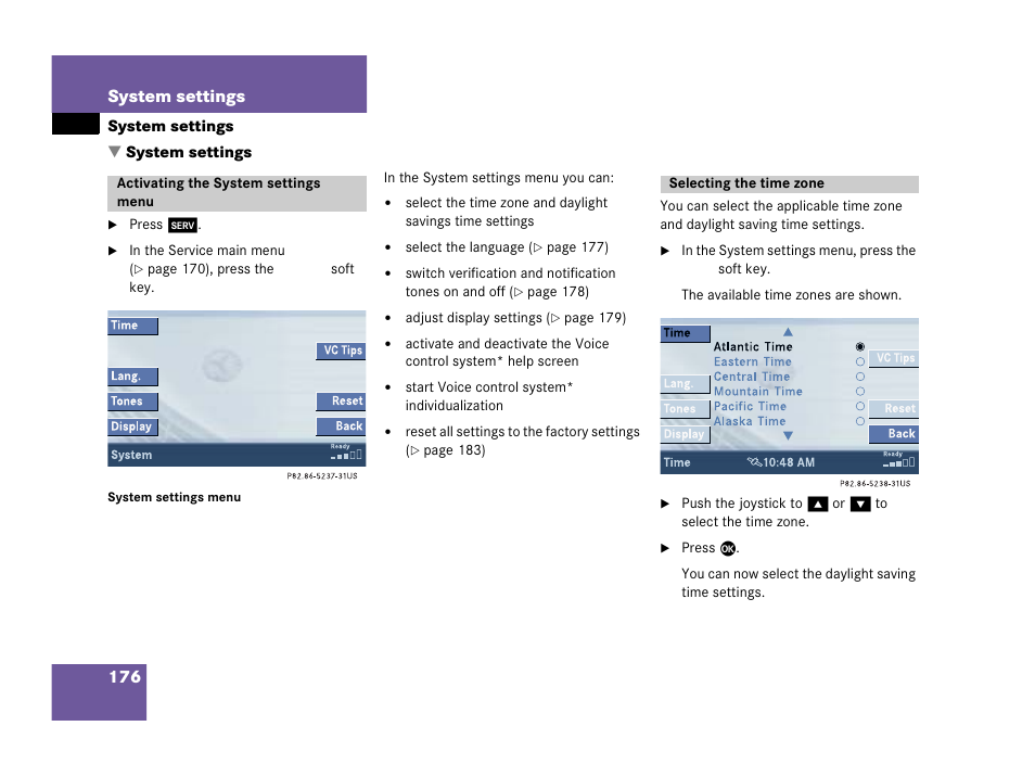 176 system settings | Mercedes-Benz C-Class 2006 COMAND Manual User Manual | Page 178 / 202