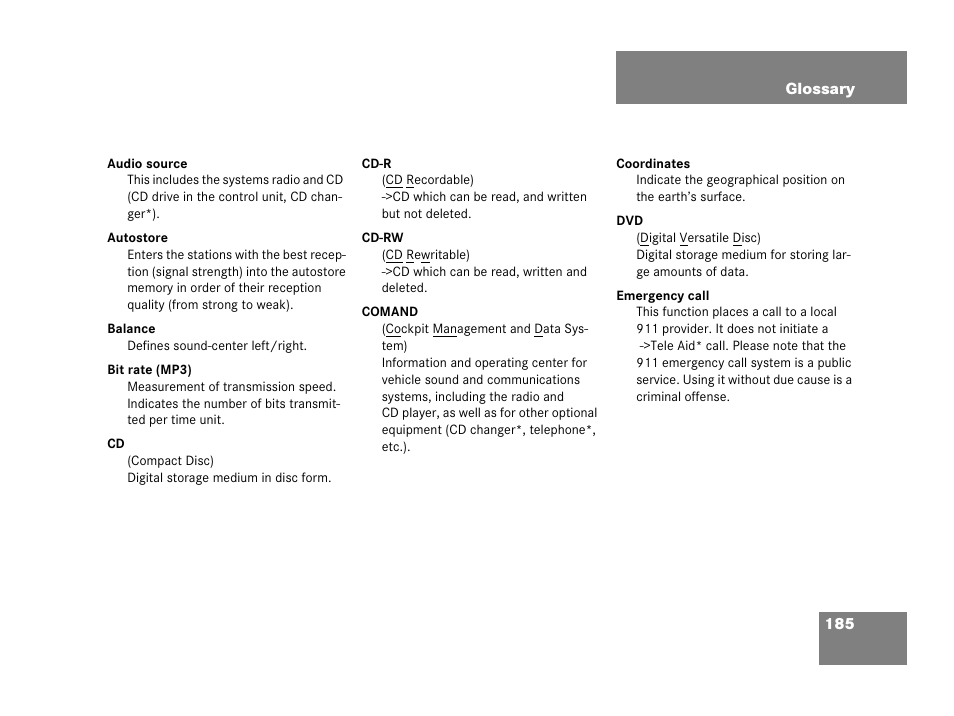 Mercedes-Benz C-Class 2006 COMAND Manual User Manual | Page 187 / 202
