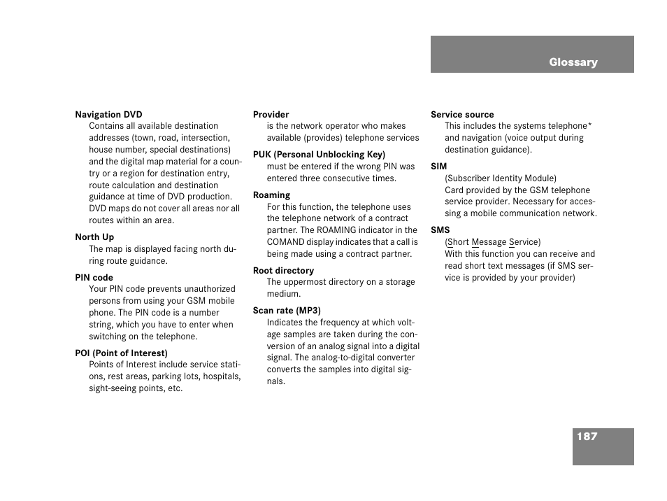 Mercedes-Benz C-Class 2006 COMAND Manual User Manual | Page 189 / 202