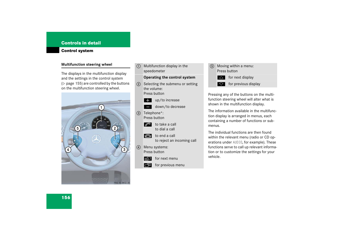Multifunction steering wheel | Mercedes-Benz E-Wagon 2006 Owners Manual User Manual | Page 157 / 521