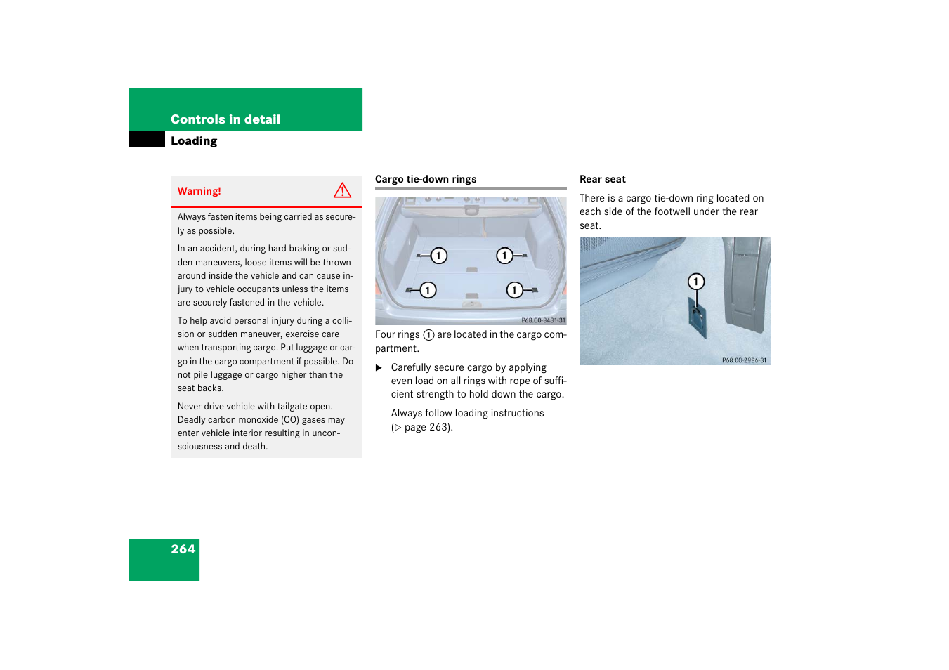 Cargo tie-down rings | Mercedes-Benz E-Wagon 2006 Owners Manual User Manual | Page 265 / 521