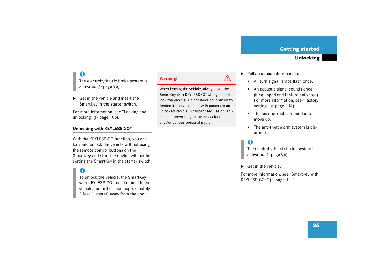 Unlocking with keyless-go | Mercedes-Benz E-Wagon 2006 Owners Manual User Manual | Page 36 / 521