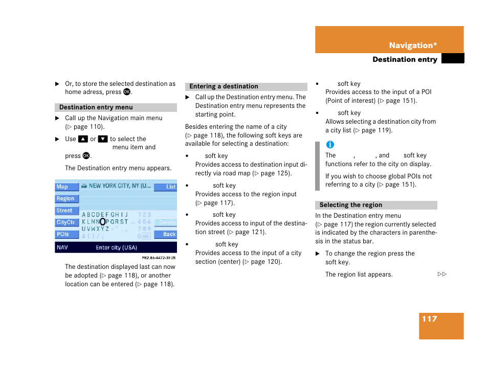 117 navigation | Mercedes-Benz E-Class 2006 COMAND Manual User Manual | Page 118 / 185