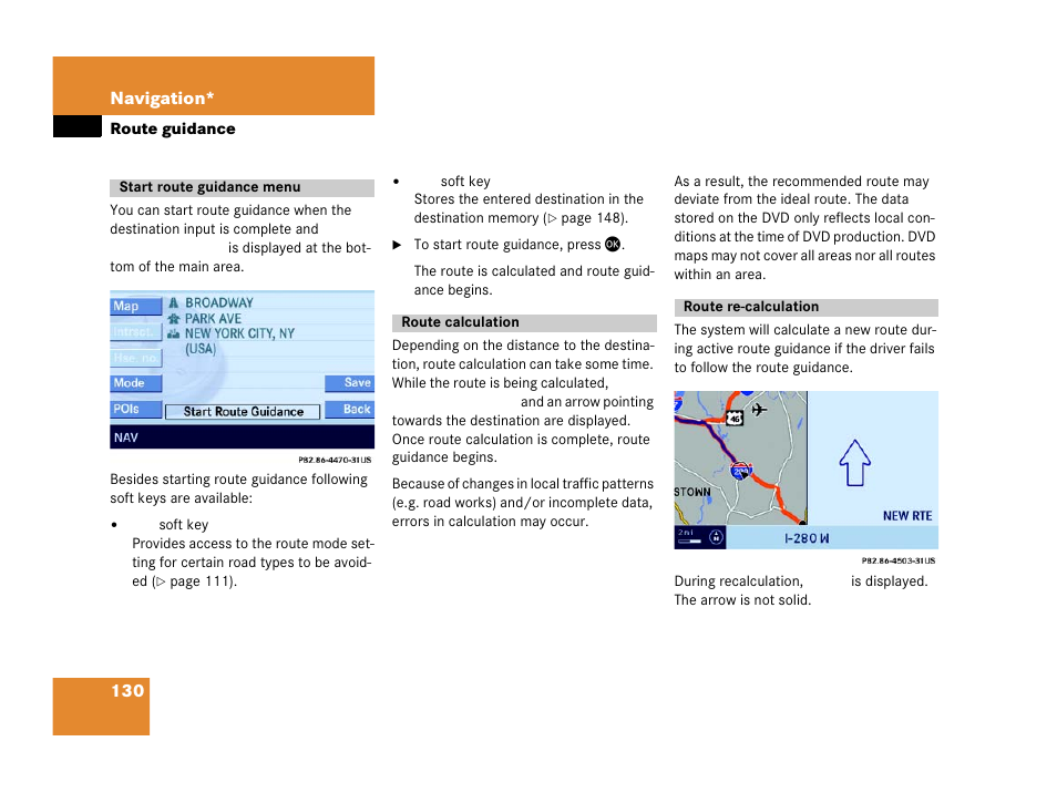 130 navigation | Mercedes-Benz E-Class 2006 COMAND Manual User Manual | Page 131 / 185