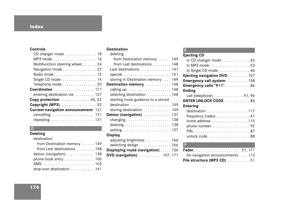 Mercedes-Benz E-Class 2006 COMAND Manual User Manual | Page 177 / 185