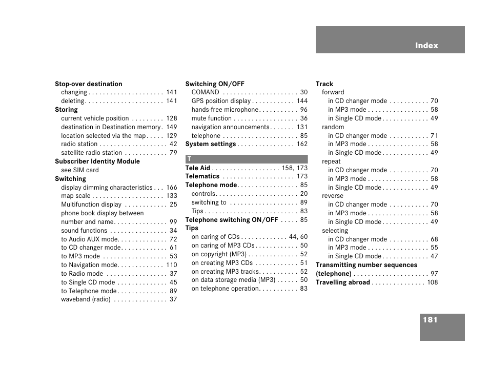 Mercedes-Benz E-Class 2006 COMAND Manual User Manual | Page 182 / 185