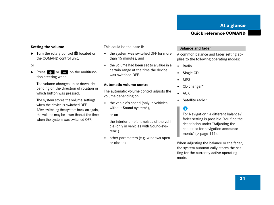 Mercedes-Benz E-Class 2006 COMAND Manual User Manual | Page 32 / 185