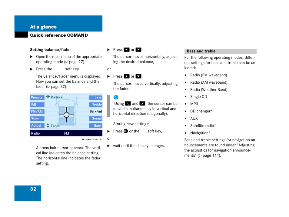 32 at a glance | Mercedes-Benz E-Class 2006 COMAND Manual User Manual | Page 33 / 185