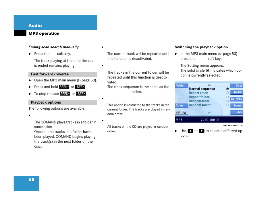 58 audio | Mercedes-Benz E-Class 2006 COMAND Manual User Manual | Page 59 / 185