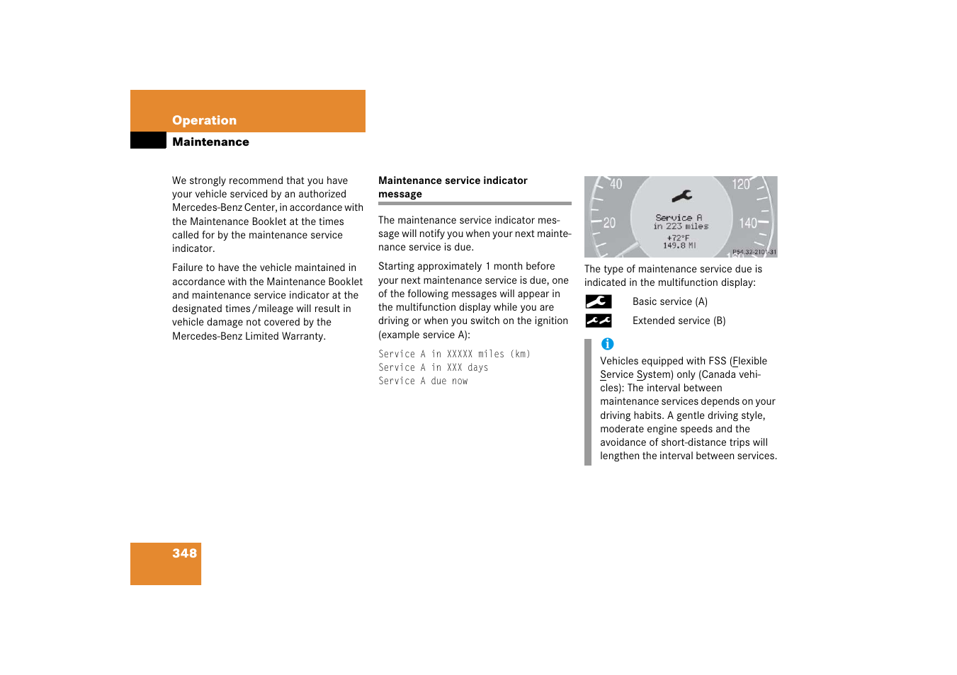 Maintenance, Maintenance service indicator message, Maintenance service indicator message | Mercedes-Benz CLK-Coupe 2006 Owners Manual User Manual | Page 349 / 489