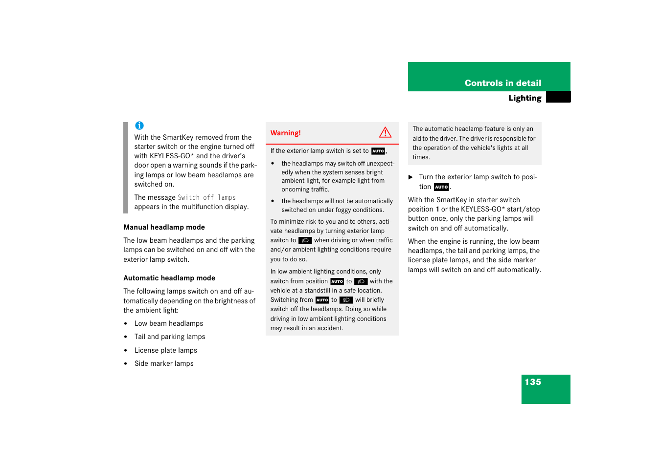 Mercedes-Benz CLS-Class 2006 Owners Manual User Manual | Page 136 / 498