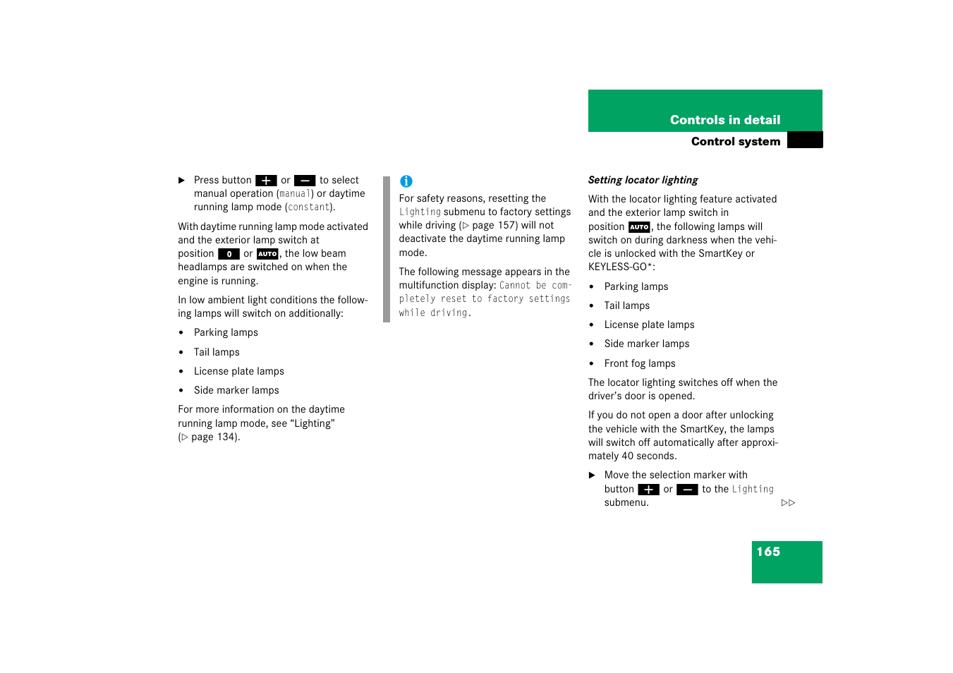 On, see | Mercedes-Benz CLS-Class 2006 Owners Manual User Manual | Page 166 / 498