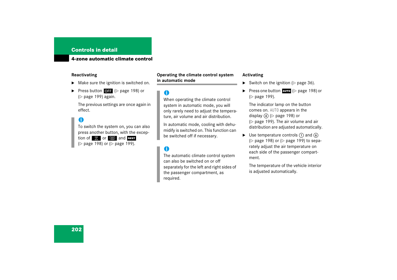 Climate control system:automatic mode | Mercedes-Benz CLS-Class 2006 Owners Manual User Manual | Page 203 / 498