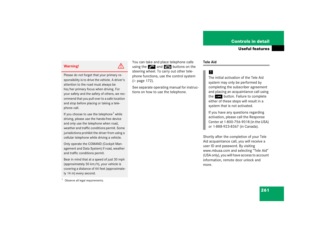 Tele aid | Mercedes-Benz CLS-Class 2006 Owners Manual User Manual | Page 262 / 498