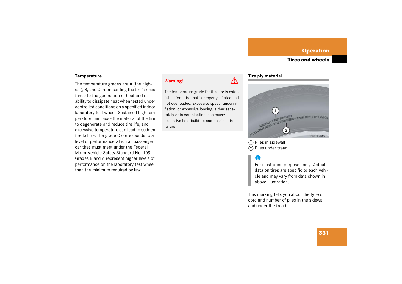 Tire ply material | Mercedes-Benz CLS-Class 2006 Owners Manual User Manual | Page 332 / 498