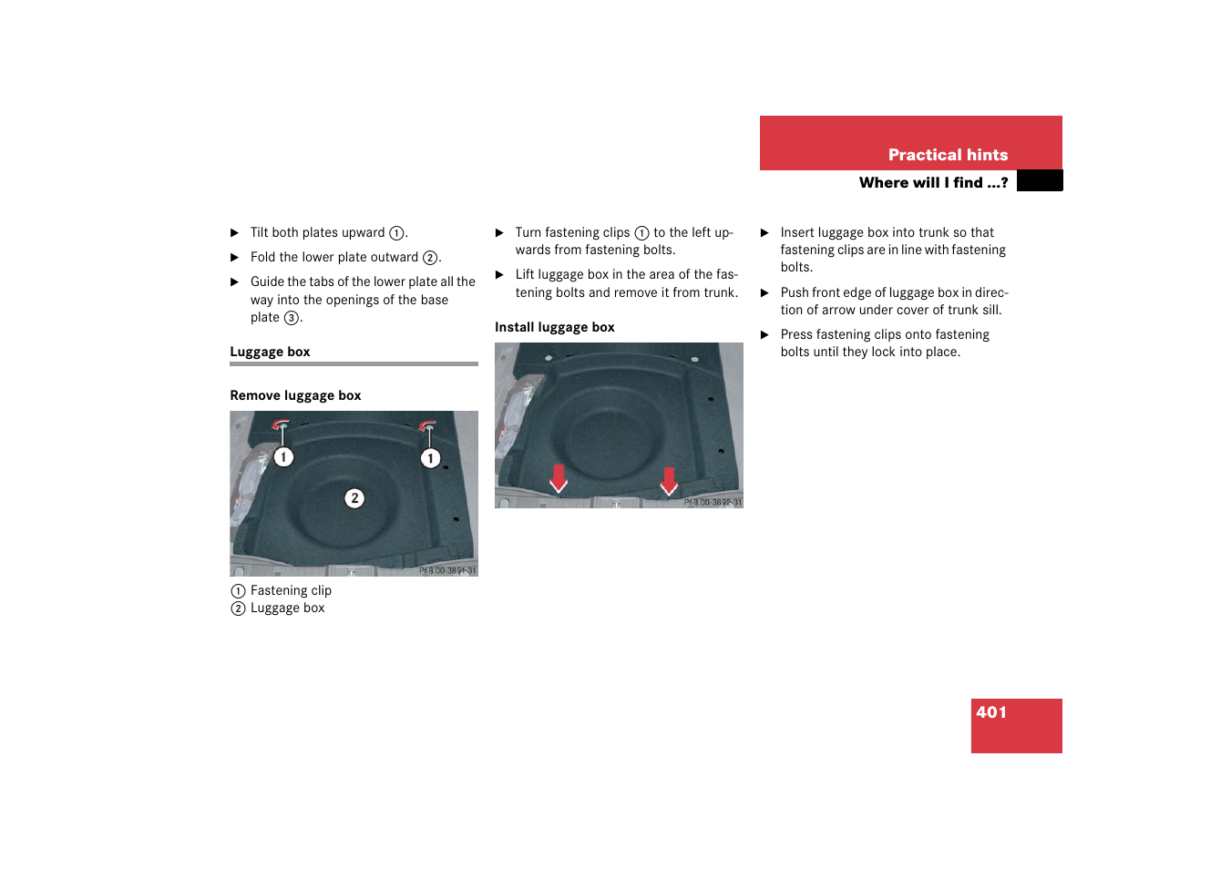 Luggage box | Mercedes-Benz CLS-Class 2006 Owners Manual User Manual | Page 402 / 498