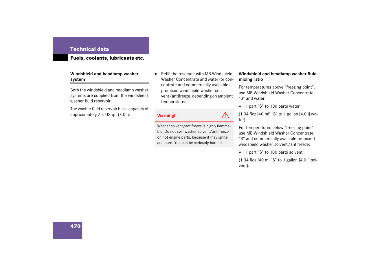 Windshield and headlamp washer system | Mercedes-Benz CLS-Class 2006 Owners Manual User Manual | Page 471 / 498
