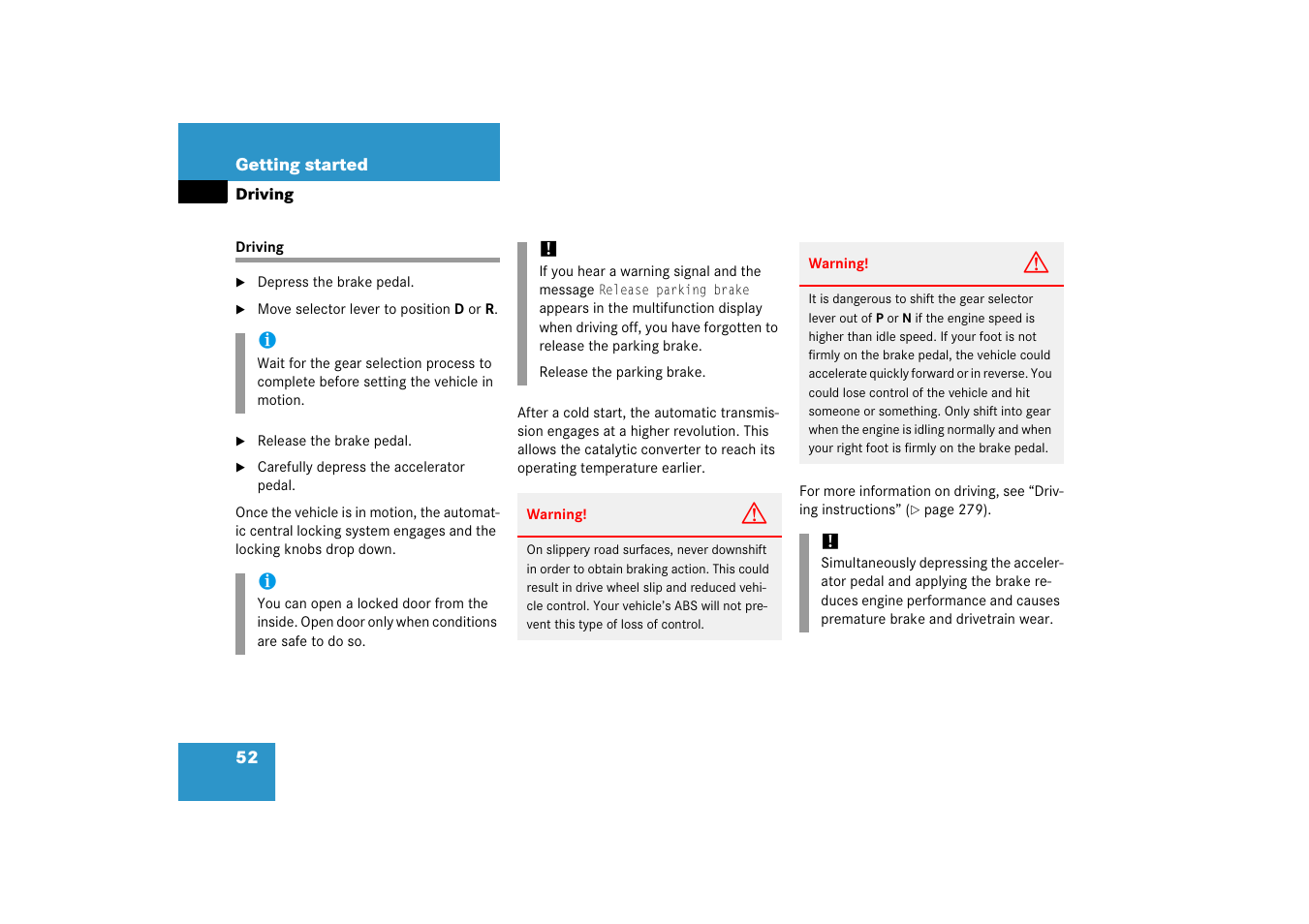 Driving | Mercedes-Benz CLS-Class 2006 Owners Manual User Manual | Page 53 / 498