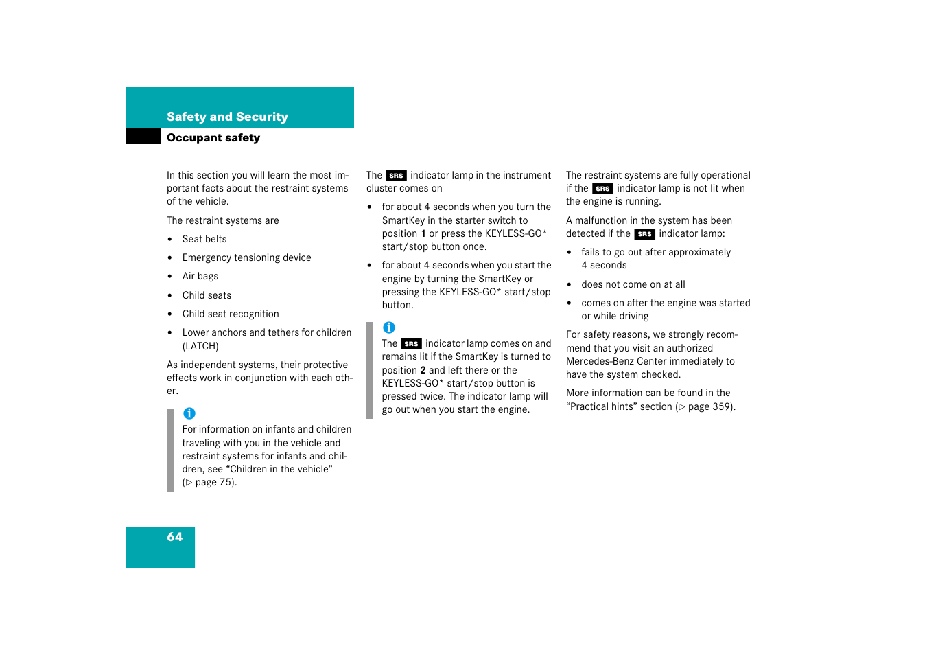 Occupant safety | Mercedes-Benz CLS-Class 2006 Owners Manual User Manual | Page 65 / 498
