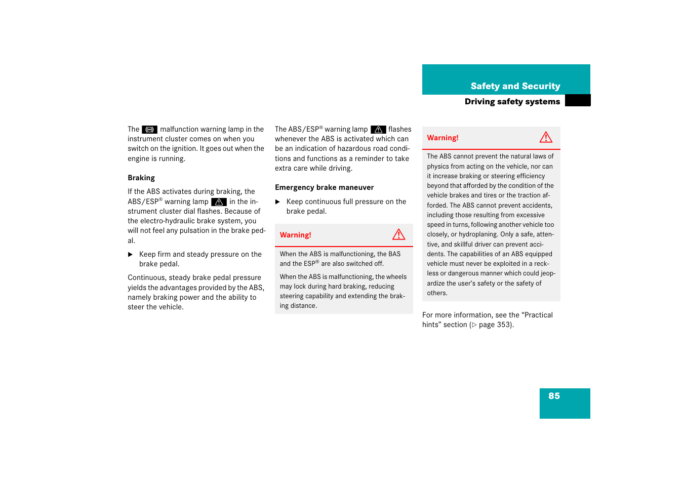 Mercedes-Benz CLS-Class 2006 Owners Manual User Manual | Page 86 / 498