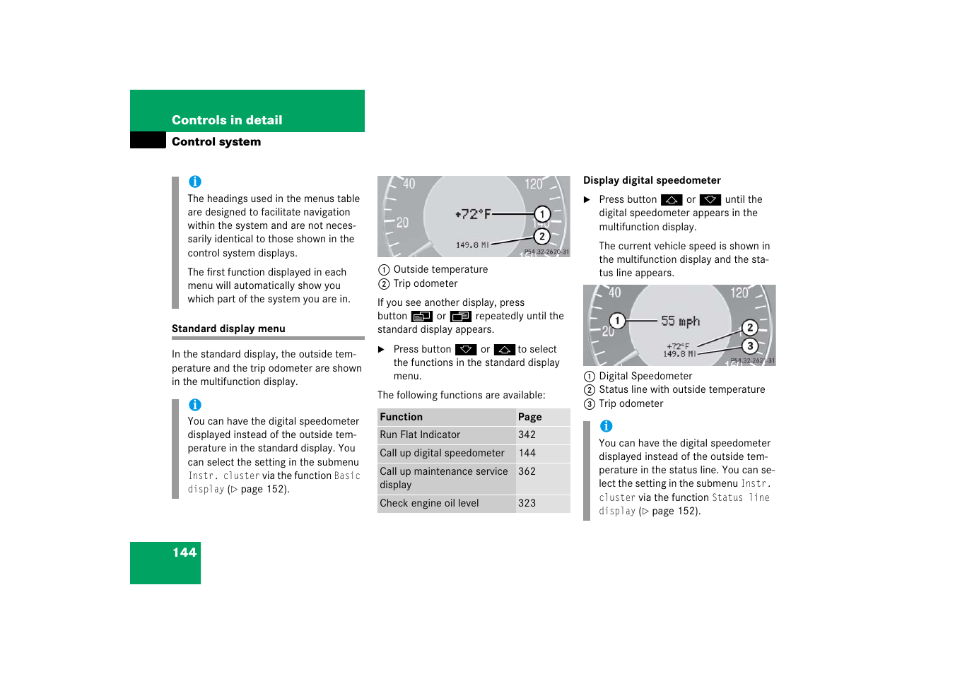 Control system menus:standard display, Standard display menu, Play | Mercedes-Benz CLK-Class 2006 Owners Manual User Manual | Page 145 / 514